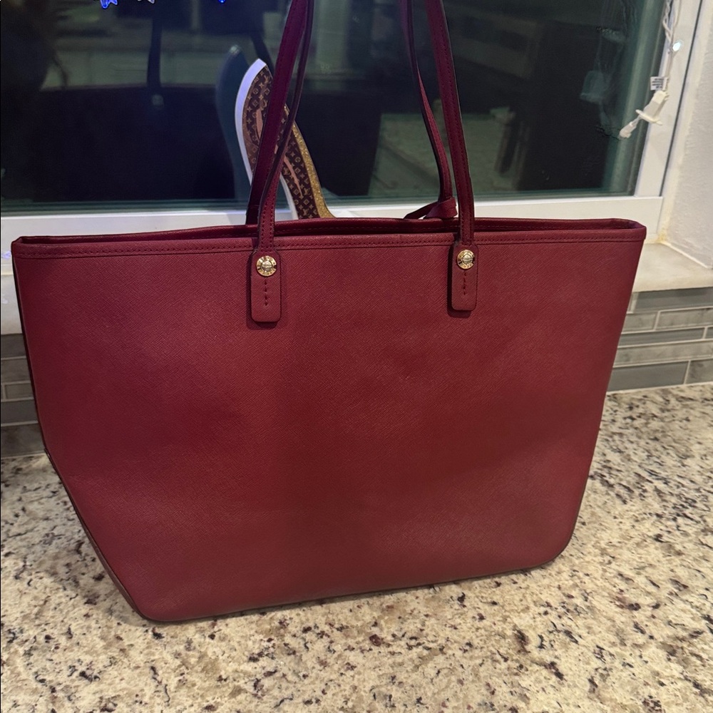 Henri Bendel Red Leather Tote with Gold Charm - Picture 8 of 16